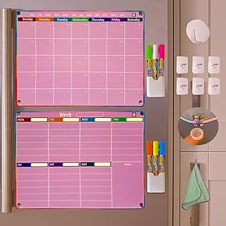 Pink Dry Erase Calendar for Fridge and Wall – Magnetic Acrylic Calendar ...