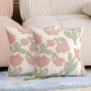 Pink Floral Embroidered Throw Pillow Covers 18