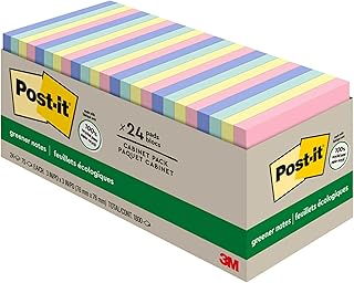 Post-it Greener Notes, 3x3 in, 24 Pads, America's #1 Favorite Sticky Not...