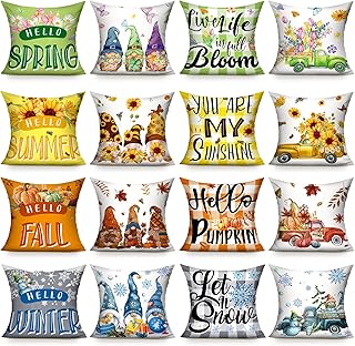 Preboun 16 Set Holiday Pillow Covers 18 x 18 Inch Summer Throw Pillow Co...