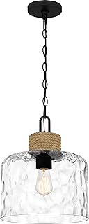 Quoizel Baltic 1-Light Matte Black Mini Pendant Lights, Nautical-Inspire...