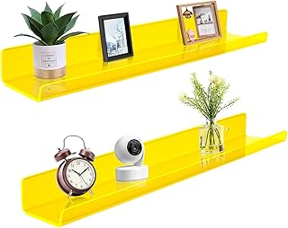 ROYALITA 24 Inches Acrylic Floating Book Shelves Wall Mounted Set of 2, ...