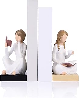 Reading Girl Bookends for Women, Resin Reading Woman Sculpture Bookends ...
