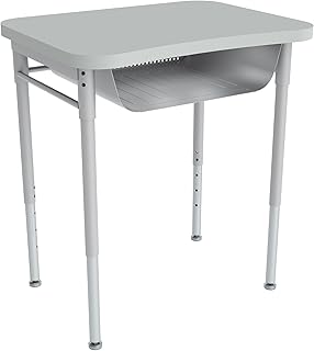 Rectangle Collaborative Adjustable Height Open Front Student Desk with L...