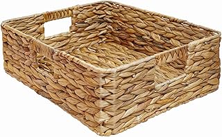 Rectangular Water Hyacinth Storage Baskets, Wicker Storage Baskets for S...