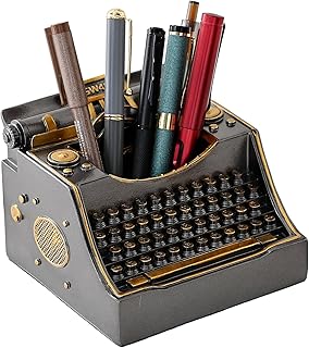 Retro Typewriter Pen Holder Decorative Resin Vintage Pencil Holders Desk...