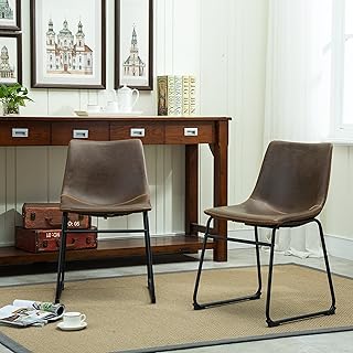 Roundhill Furniture Lotusville Vintage PU Leather Dining Chairs, Set of ...