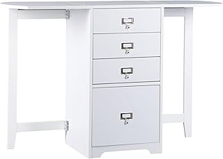 SEI Furniture Drop-Leaf Desk w/Storage, White