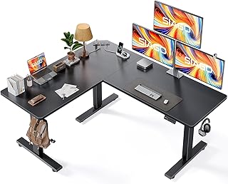 SIAGO L-Shaped Standing Desk - 63 x 55 Inch Adjustable Corner Standing D...