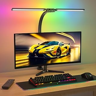 SIBRILLE Upgraded LED Desk Lamp for Home Office with RGB, Rotatable Comp...