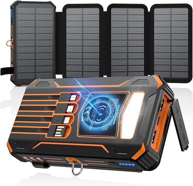SOARAISE Solar Charger Power Bank - 48000mAh Wireless Portable Charger B...