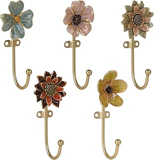 SOFFEE DESIGN Set of 5 Floral Wall Hooks, French Garden Eye-catching Ent...