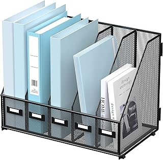SUPEASY Desk Organizers Metal Desk Magazine File Holder with 5 Vertical ...