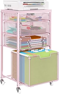Sbanmao 4 Drawer Rolling File Cart Under Desk Storage, File Cabinets for...