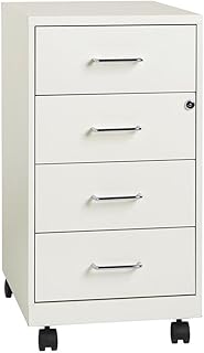 Scranton & Co 4-Drawer Modern Metal File Cabinet, Pearl White Finish, 26...