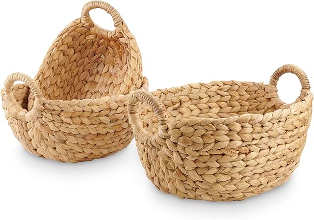 Set of 3 Wicker Storage Baskets for Organizing - Woven Decorative Basket...