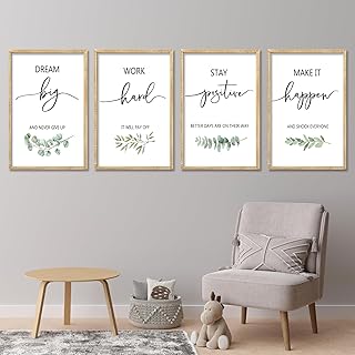 Set of 4 Inspirational Quotes Wall Art 16x11 Inch Encouraging Office Woo...