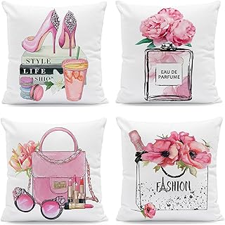 Set of 4 Throw Pillow Covers 18x18 Fashion Cute Decorative Pillow Covers...