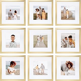 Sheffield Home 9 Piece Gallery Wall Frame Set, 12x12 in. Matted to 8x8 i...