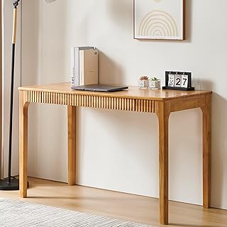 Solid Wood Desk with Drawers, Light Wood Desk for Small Spaces, Small Wr...