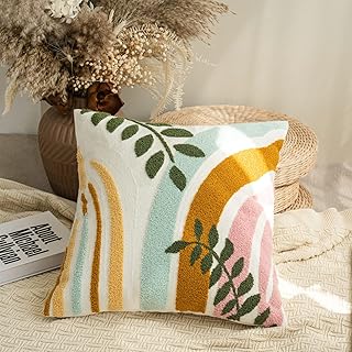 Stylish Bohu Colorful Throw Pillow Covers 18x18,Soft Mid Century Floral ...