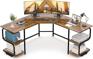 Teraves Modern L Shaped Desk with Shelves,64.84