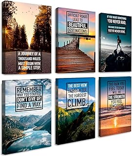 Throwbacktraits Canvas Motivational Wall Art – Set of 6 Inspirational Pr...