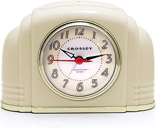 Timelink Crosley Vintage Art Deco Analog Alarm Clock, Quiet No-Ticking M...