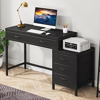 Tribesigns Computer Desk with 5 Drawers, Home Office Desks with Reversib...