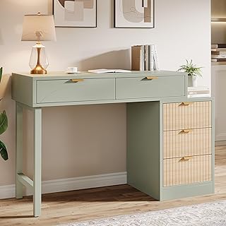 Tribesigns Computer Desk with 5 Drawers, Reversible Small Writing Desk w...