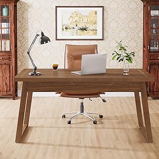 Tribesigns Home Office Executive Desk: 55 Inches Wooden Computer Desk wi...