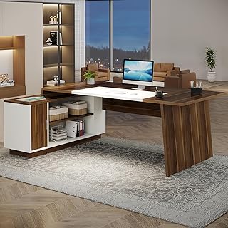 Tribesigns L-Shaped Executive Office Desk, 70.5-Inch Mid-Century Modern ...