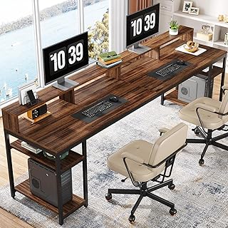 Tribesigns Two Person Desk with Monitor Stand, 78.74