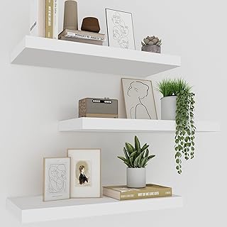 Upassion White Floating Shelves - Set of 3, 16