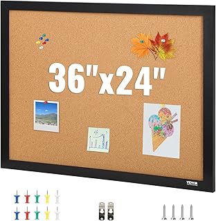 VEVOR 24 x 36 Cork Board, Large Bulletin Board with Black MDF Frame, Wal...
