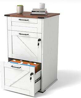 VINGLI 3 Drawer File Cabinet with Lock, Home Office Filing Organizer, fo...