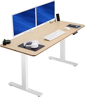VIVO Electric 60 x 24 in Real Bamboo Standing Desk, Memory Height Adjust...