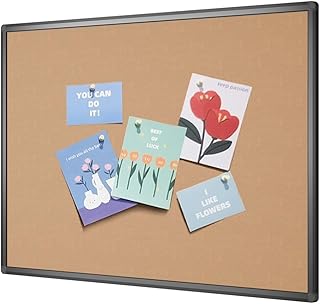 VIZ-PRO Cork Notice Board, 36 X 24 Inches, Cork Bulletin Board with Blac...