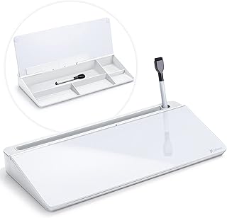 Varhomax Glass Desk Whiteboard with Storage, Desktop Organizer to-do Lis...