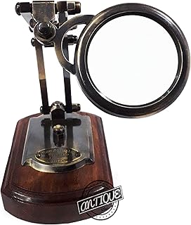 Victorian Antique Brass Magnifying Glass Desktop Decorative Gift Reading...