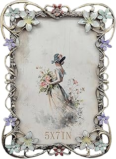 Vintage 5X7 Floral Picture Frames Luxury Unique Ornate Antique Metal Pho...
