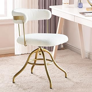 Vintage Desk Chair, Vanity Chair for Women, Comfy Faux Fur Accent Chair,...