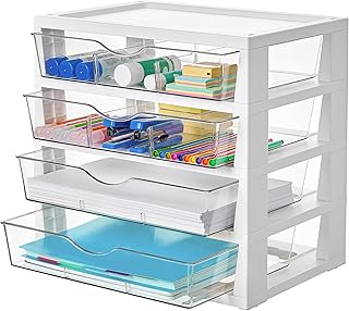 Vtopmart Clear Desk Organizer, 4-Tier Assemble Desktop File Organizer wi...