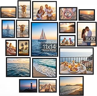 WIFTREY 18 Pack Picture Frames Collage Wall Decor, Black Gallery Photo F...