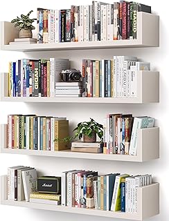 Wall Bookshelf, Set of 4, U Shaped Floating Bookshelf, Hanging Bookshelv...