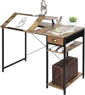 X-cosrack Drafting Table with Storage Shelves & Drawer, 43
