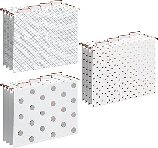 Y YOMA Rose Gold Hanging File Folders, Letter Size, 12 Pack Decorative P...