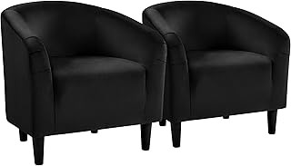 Yaheetech Black Accent Chairs Set of 2, Cozy Velvet Barrel Chair, Modern...