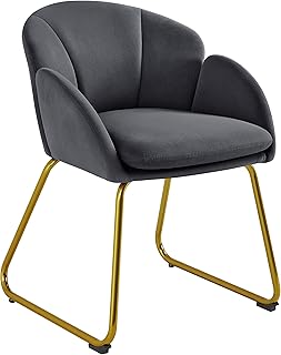 Yaheetech Flower Shape Velvet Armchair, Modern Side Chair Vanity Chair w...