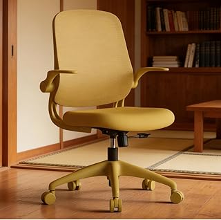 Yellow Office Chair with Wheels & Arms, Ergonomic Home Office Desk Chair...